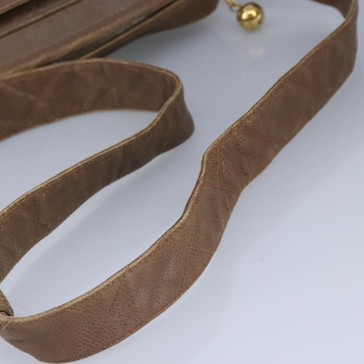 CHANEL Shoulder Bag Caviar Skin Brown Gold CC 97451