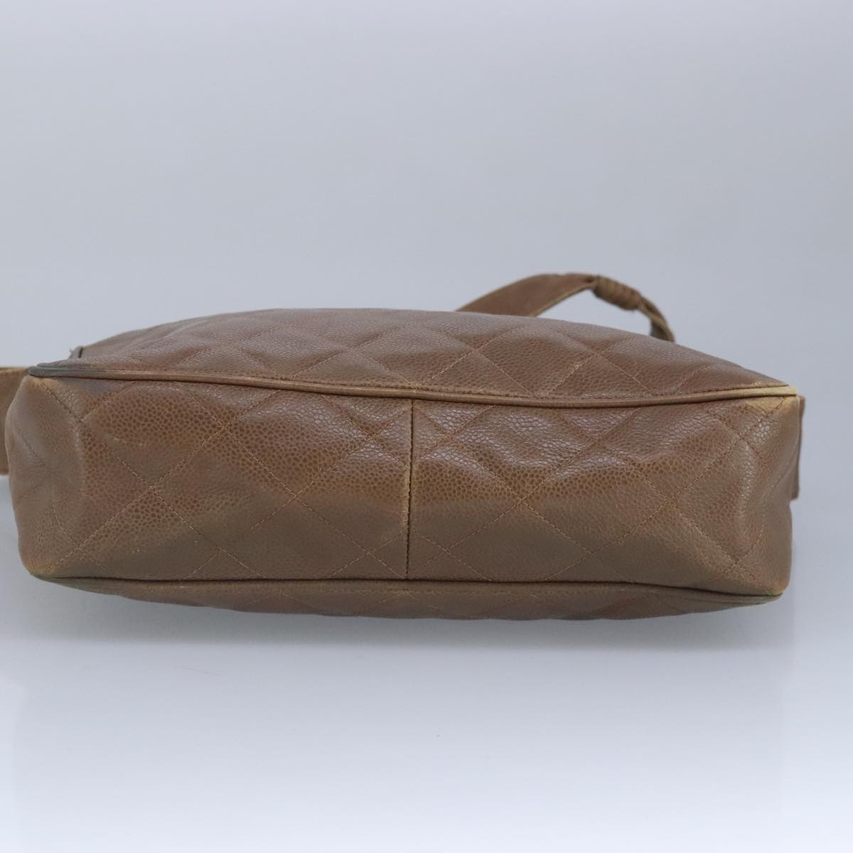CHANEL Shoulder Bag Caviar Skin Brown Gold CC 97451