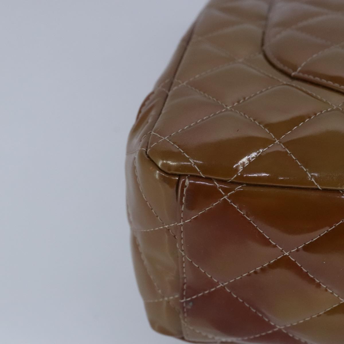 CHANEL Matelasse Chain Shoulder Bag Enamel Brown Silver CC 97455