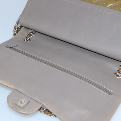 CHANEL Matelasse Chain Shoulder Bag Enamel Brown Silver CC 97455