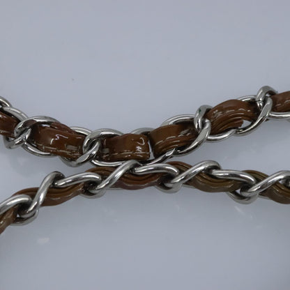 CHANEL Matelasse Chain Shoulder Bag Enamel Brown Silver CC 97455