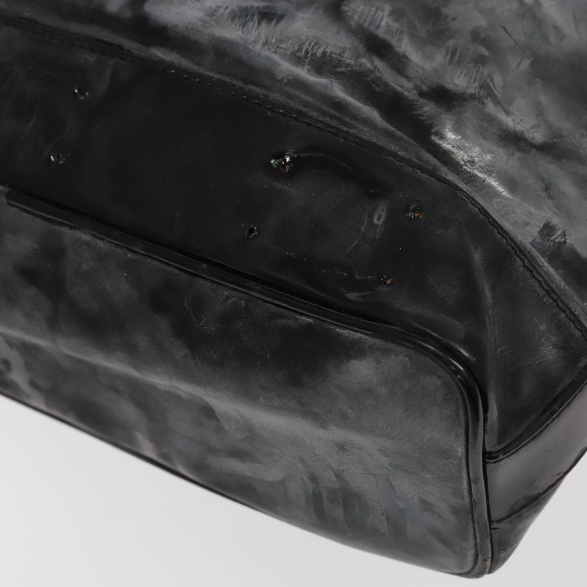 CHANEL Shoulder Bag Enamel Black Gold CC 97456