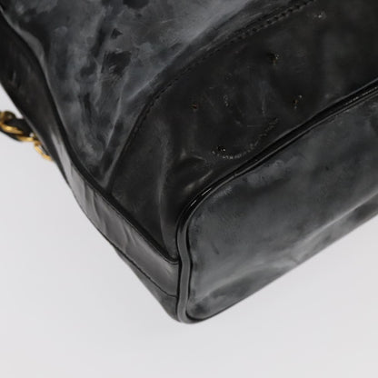 CHANEL Shoulder Bag Enamel Black Gold CC 97456