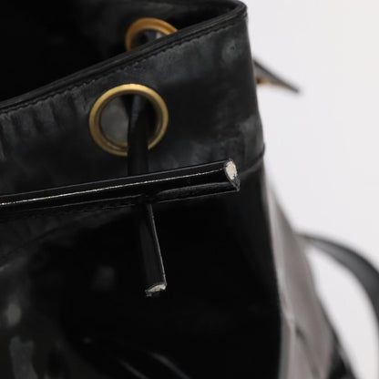 CHANEL Shoulder Bag Enamel Black Gold CC 97456