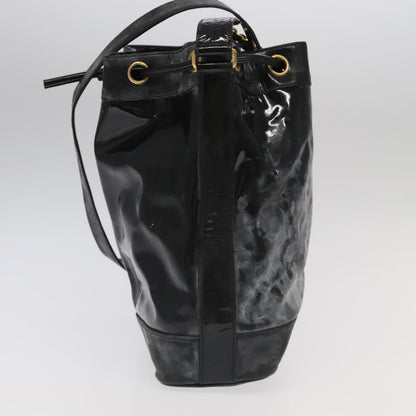 CHANEL Shoulder Bag Enamel Black Gold CC 97456