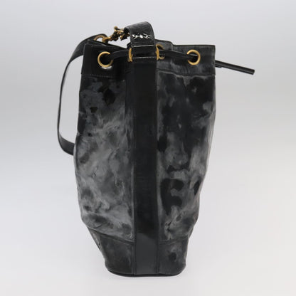 CHANEL Shoulder Bag Enamel Black Gold CC 97456