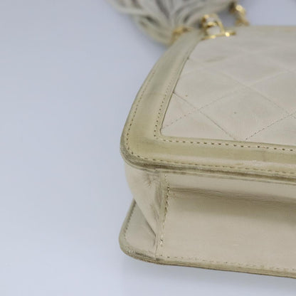 CHANEL Matelasse Chain Shoulder Bag Lamb Skin Beige Gold CC 97457