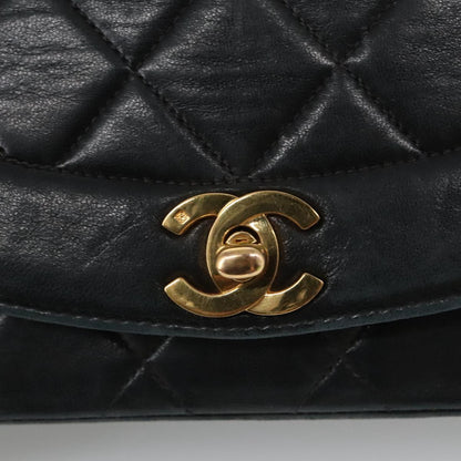 CHANEL Matelasse Chain Shoulder Bag Lamb Skin Black Gold CC 97459