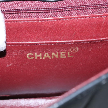 CHANEL Matelasse Chain Shoulder Bag Lamb Skin Black Gold CC 97459