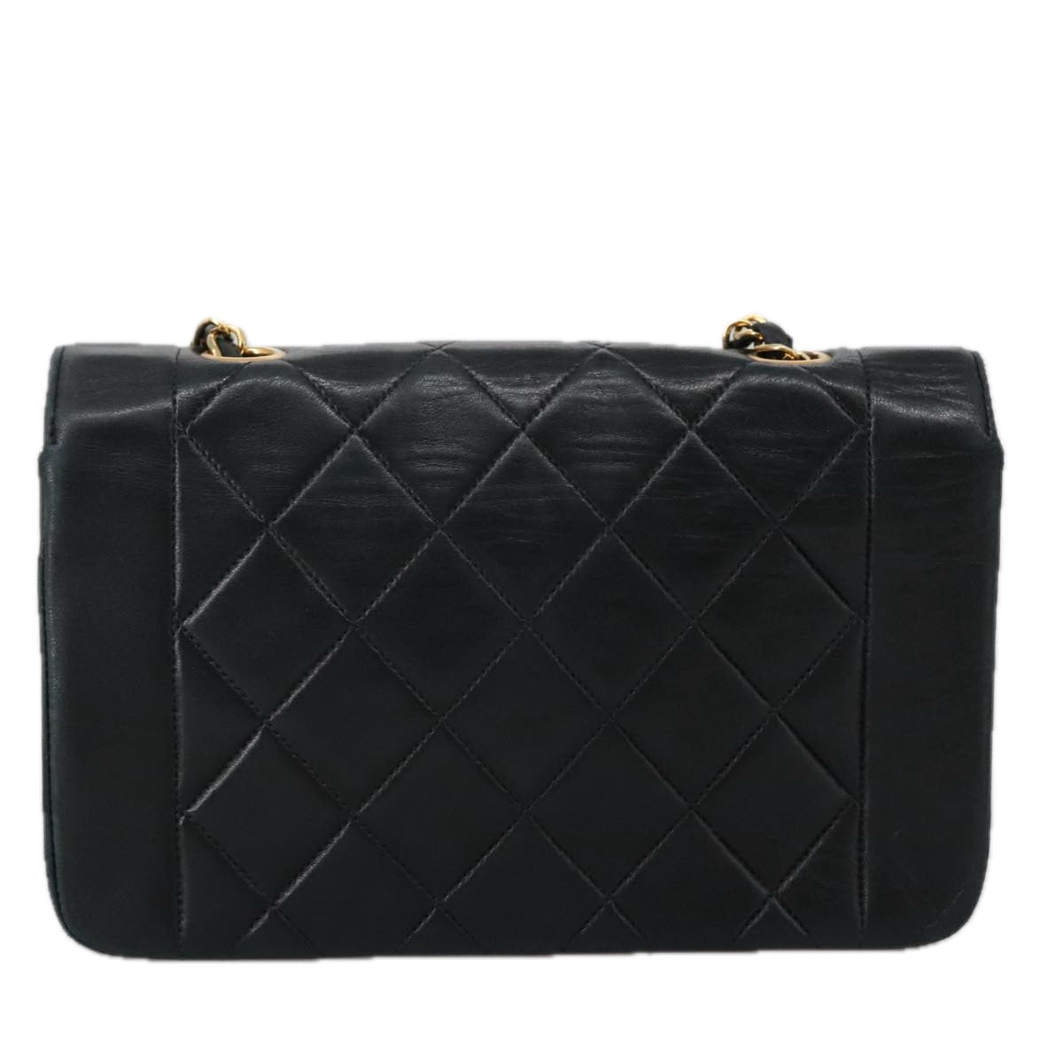 CHANEL Matelasse Chain Shoulder Bag Lamb Skin Black Gold CC 97459