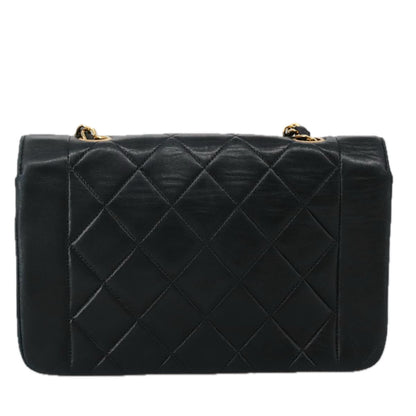 CHANEL Matelasse Chain Shoulder Bag Lamb Skin Black Gold CC 97459