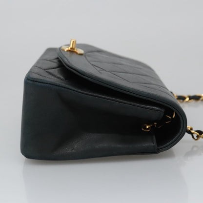 CHANEL Matelasse Chain Shoulder Bag Lamb Skin Black Gold CC 97459