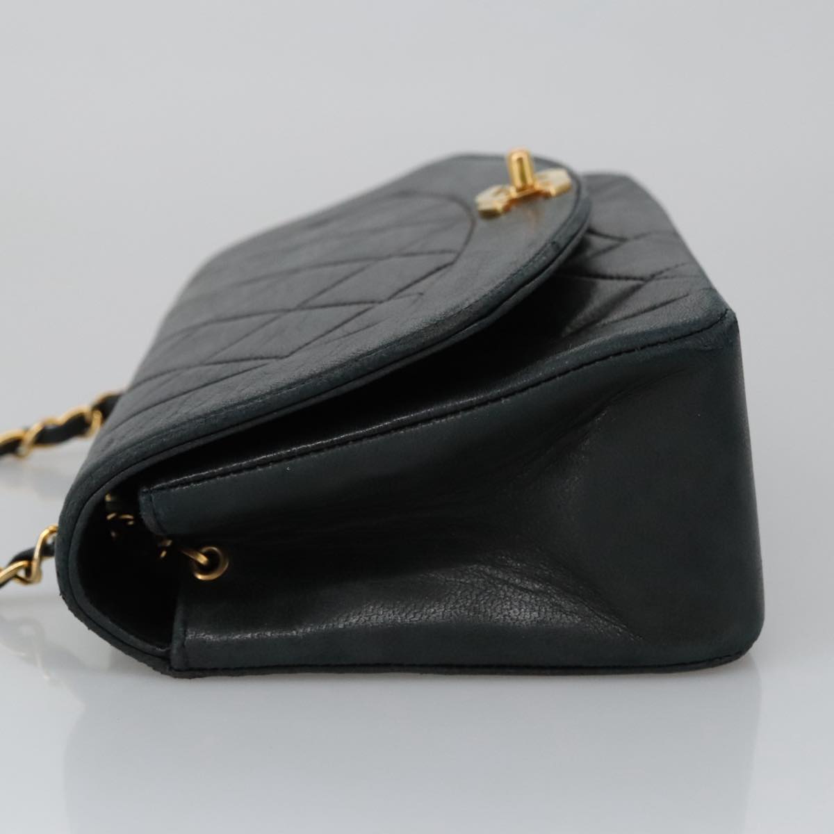 CHANEL Matelasse Chain Shoulder Bag Lamb Skin Black Gold CC 97459