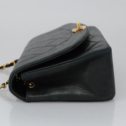CHANEL Matelasse Chain Shoulder Bag Lamb Skin Black Gold CC 97459