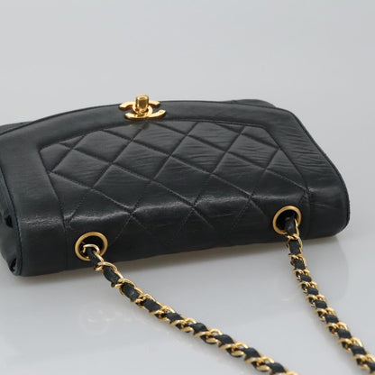 CHANEL Matelasse Chain Shoulder Bag Lamb Skin Black Gold CC 97459