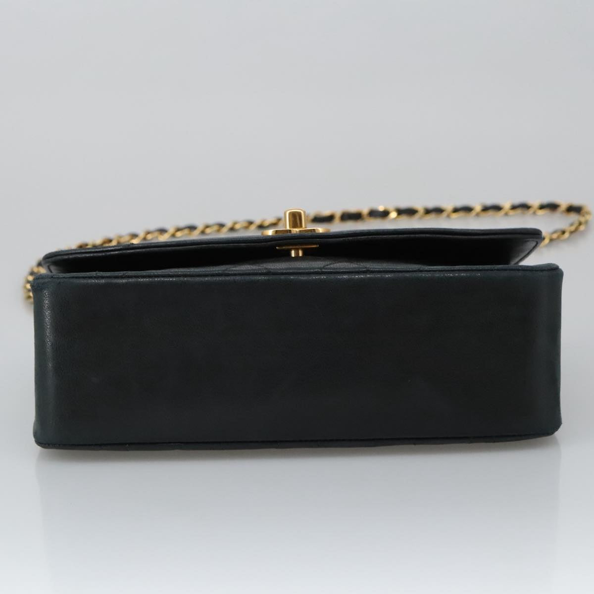 CHANEL Matelasse Chain Shoulder Bag Lamb Skin Black Gold CC 97459