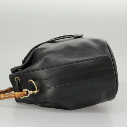 GUCCI Bamboo Hand Bag Leather 2way Black Gold 001 2855 1657 0  97521