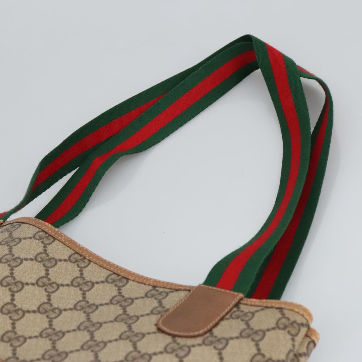 GUCCI GG Supreme Web Sherry Line Tote Bag PVC Leather Beige 89 02 003  97523