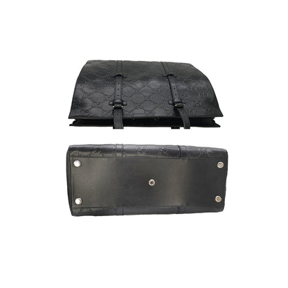 Gucci Black GG Embossed Perforated Leather Double Handle Tote