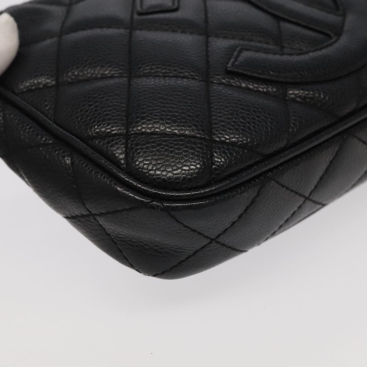 CHANEL Matelasse COCO Mark Chain Shoulder Bag Caviar Skin Black CC 97733A