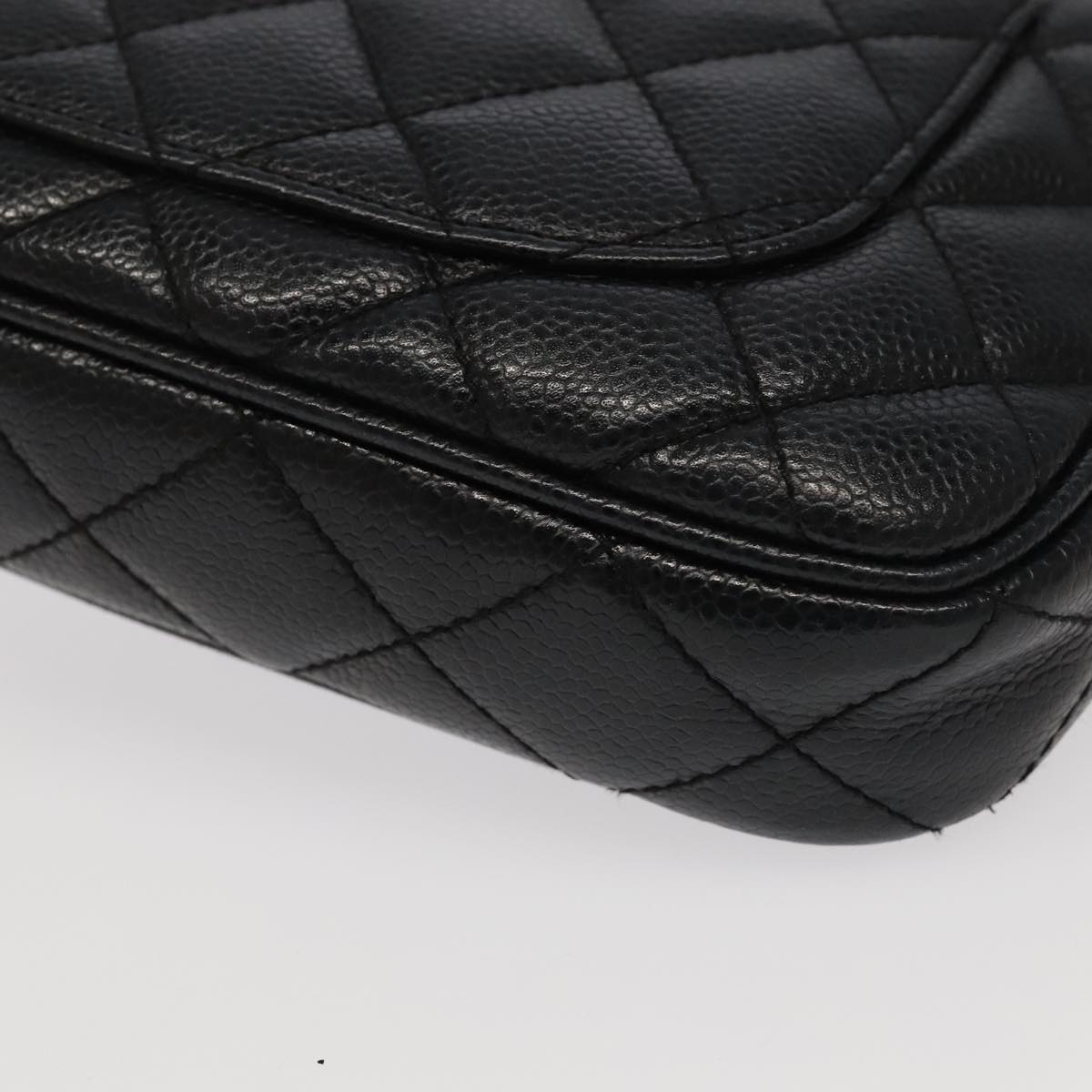 CHANEL Matelasse COCO Mark Chain Shoulder Bag Caviar Skin Black CC 97733A