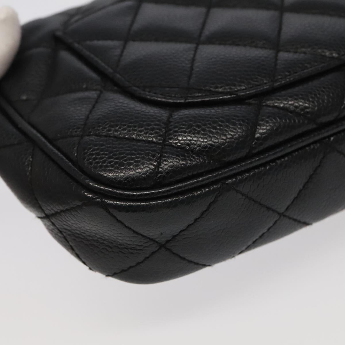 CHANEL Matelasse COCO Mark Chain Shoulder Bag Caviar Skin Black CC 97733A