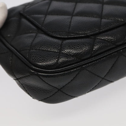 CHANEL Matelasse COCO Mark Chain Shoulder Bag Caviar Skin Black CC 97733A