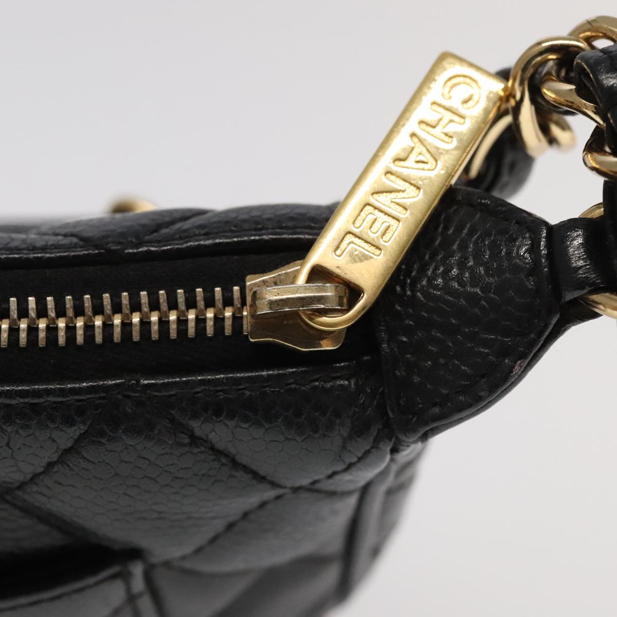 CHANEL Matelasse COCO Mark Chain Shoulder Bag Caviar Skin Black CC 97733A