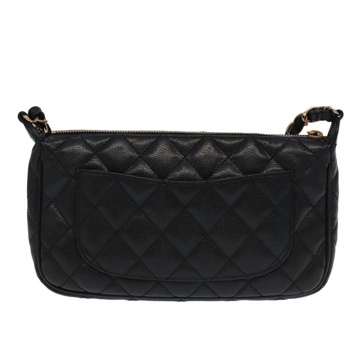 CHANEL Matelasse COCO Mark Chain Shoulder Bag Caviar Skin Black CC 97733A