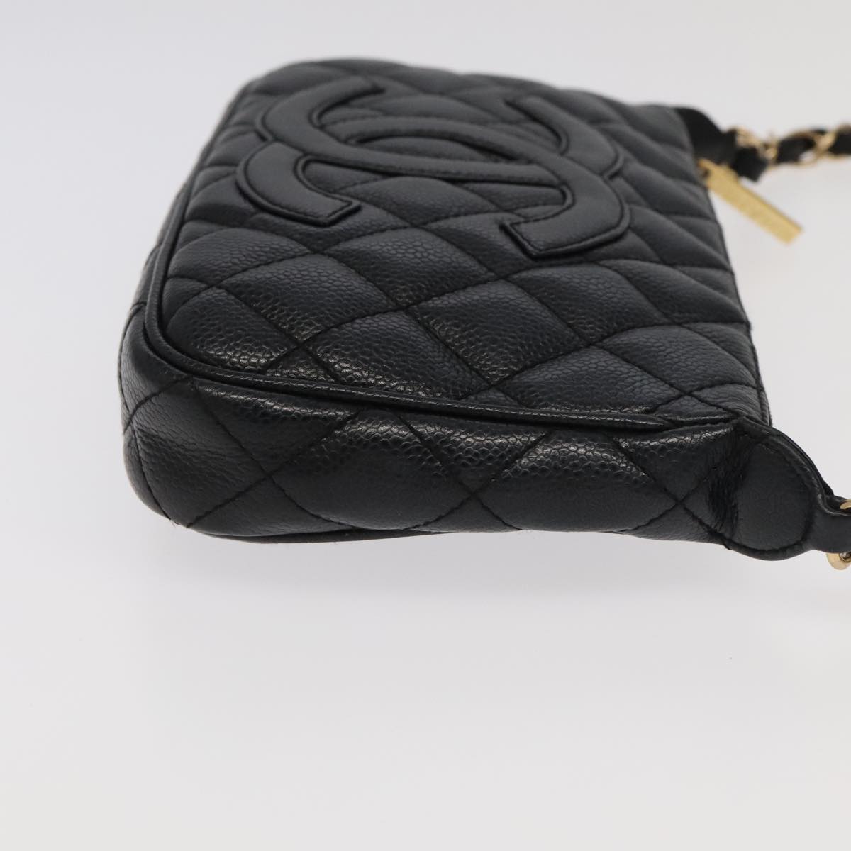 CHANEL Matelasse COCO Mark Chain Shoulder Bag Caviar Skin Black CC 97733A