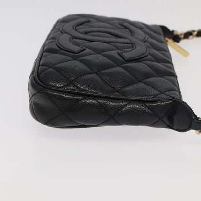 CHANEL Matelasse COCO Mark Chain Shoulder Bag Caviar Skin Black CC 97733A