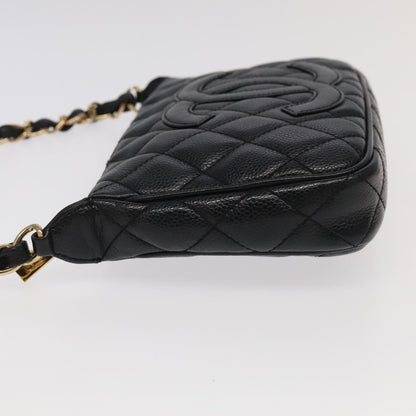 CHANEL Matelasse COCO Mark Chain Shoulder Bag Caviar Skin Black CC 97733A