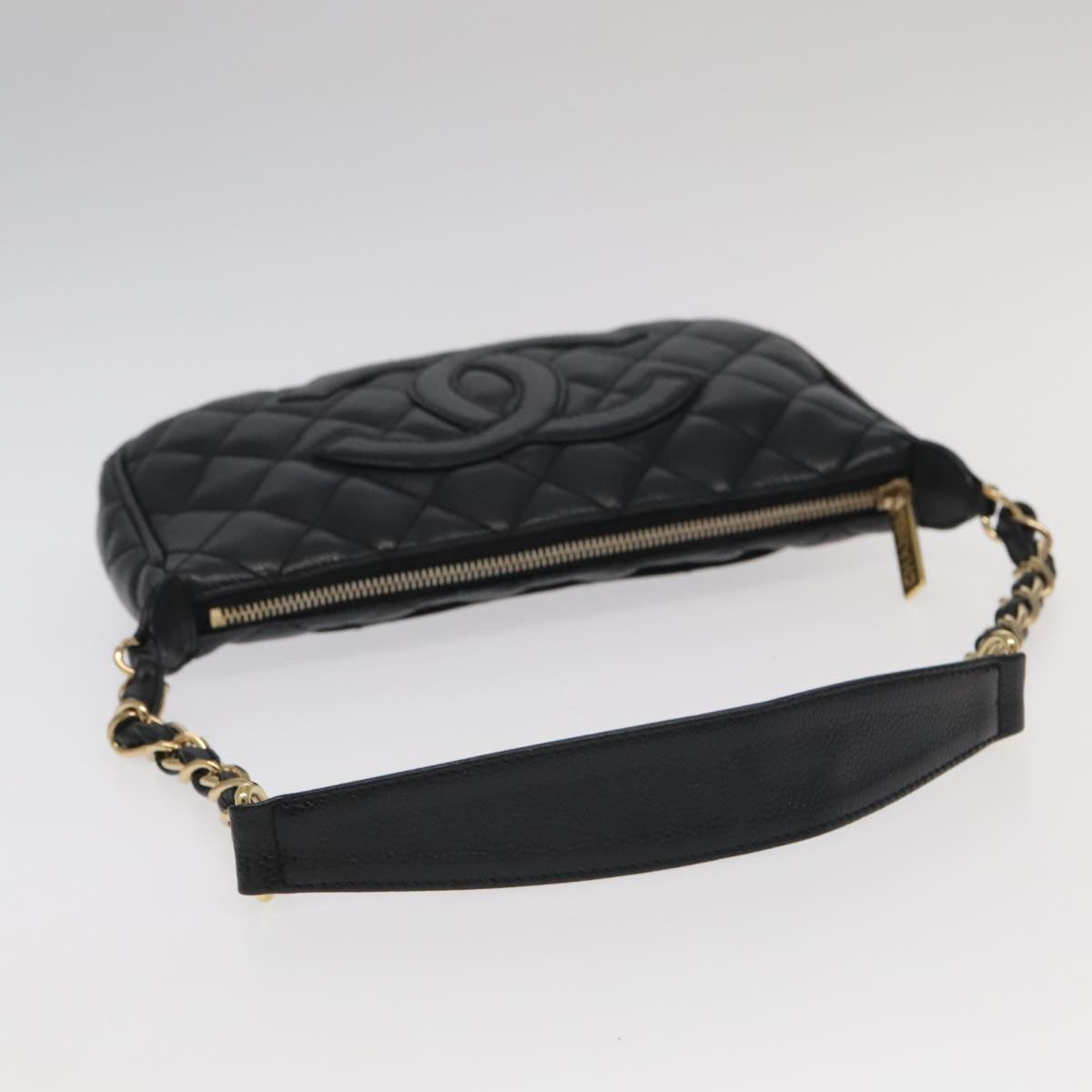 CHANEL Matelasse COCO Mark Chain Shoulder Bag Caviar Skin Black CC 97733A
