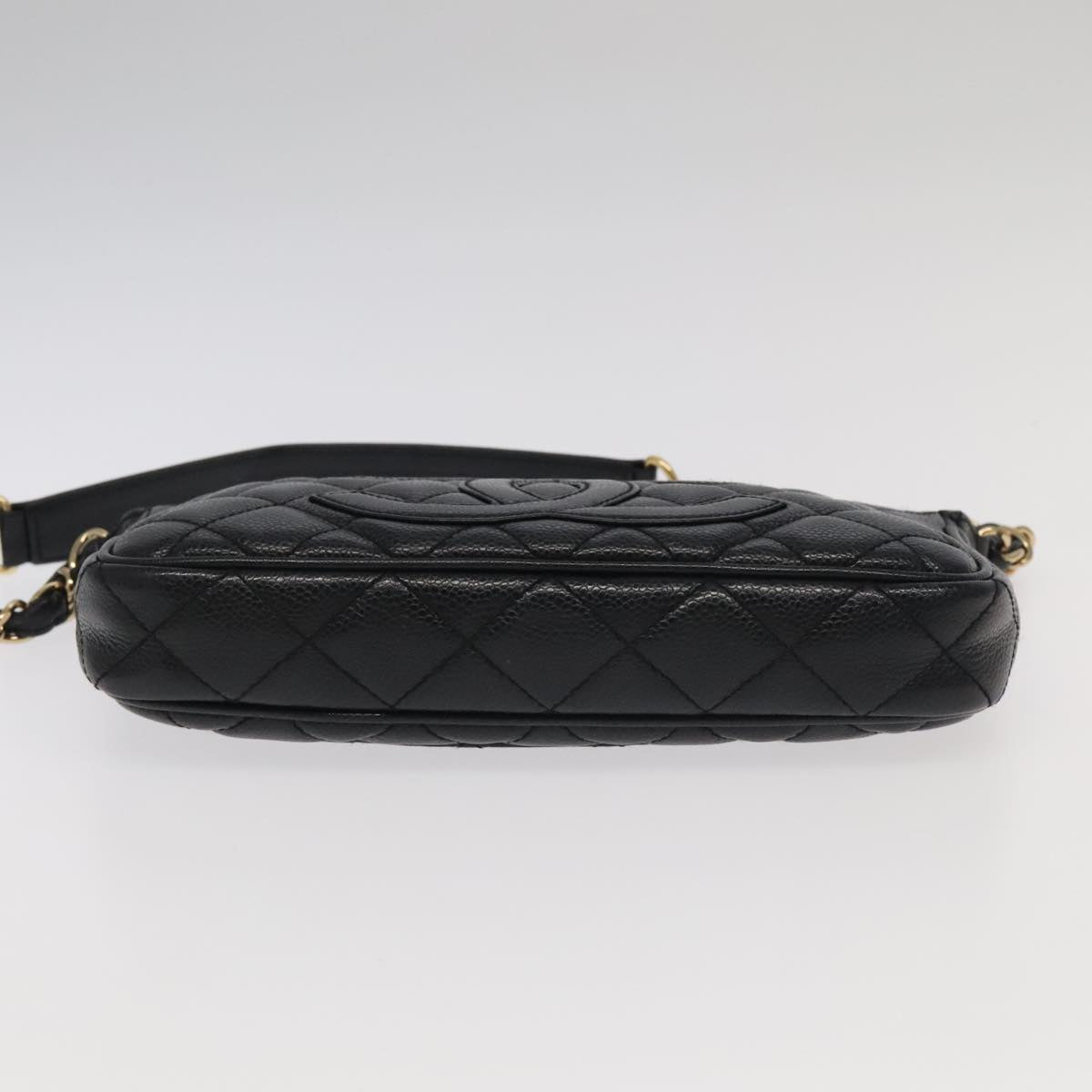 CHANEL Matelasse COCO Mark Chain Shoulder Bag Caviar Skin Black CC 97733A
