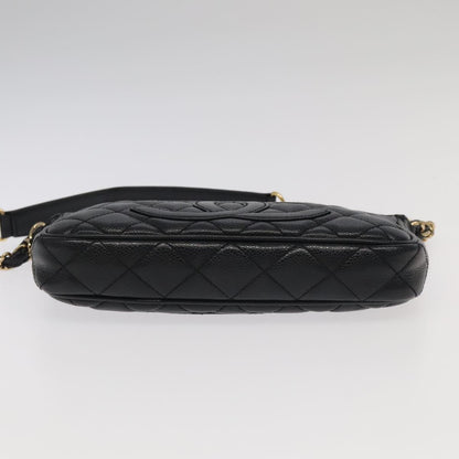 CHANEL Matelasse COCO Mark Chain Shoulder Bag Caviar Skin Black CC 97733A