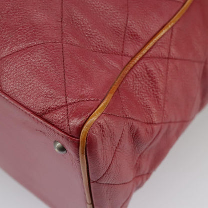 CHANEL Matelasse Boston Bag Caviar Skin Red CC 97743