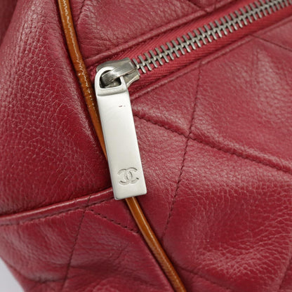 CHANEL Matelasse Boston Bag Caviar Skin Red CC 97743