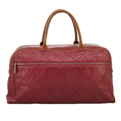 CHANEL Matelasse Boston Bag Caviar Skin Red CC 97743