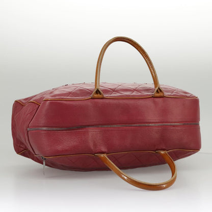 CHANEL Matelasse Boston Bag Caviar Skin Red CC 97743