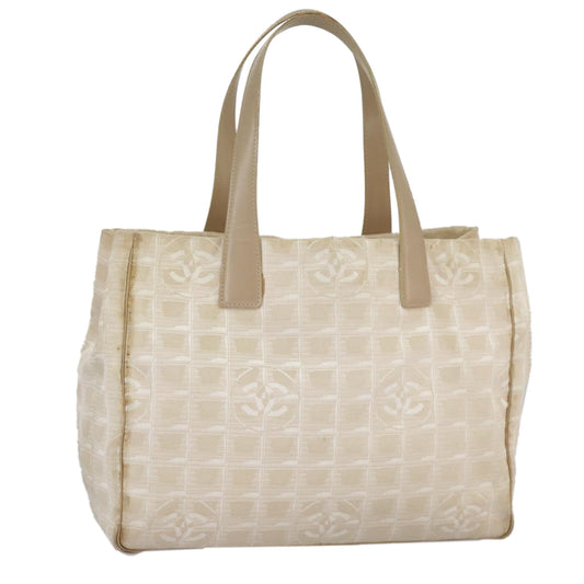 CHANEL New Travel line Tote Bag Nylon Beige Gold CC 97753