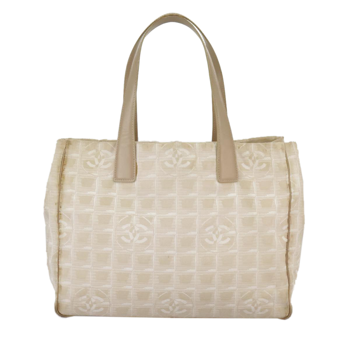 CHANEL New Travel line Tote Bag Nylon Beige Gold CC 97753
