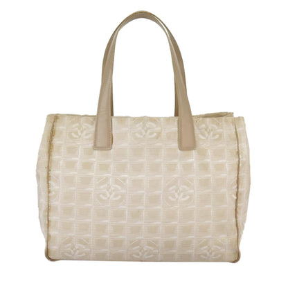 CHANEL New Travel line Tote Bag Nylon Beige Gold CC 97753