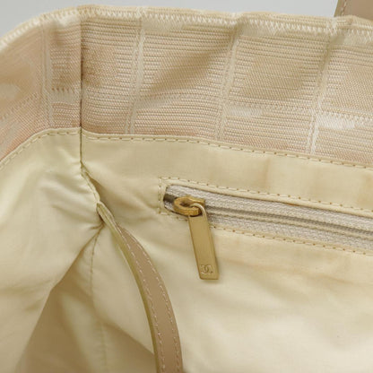 CHANEL New Travel line Tote Bag Nylon Beige Gold CC 97753
