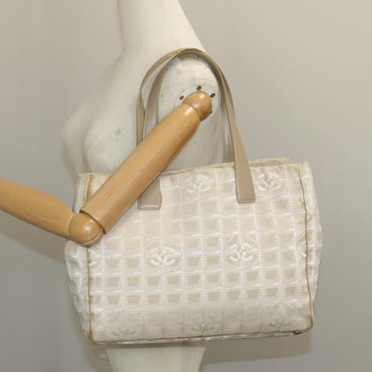 CHANEL New Travel line Tote Bag Nylon Beige Gold CC 97753