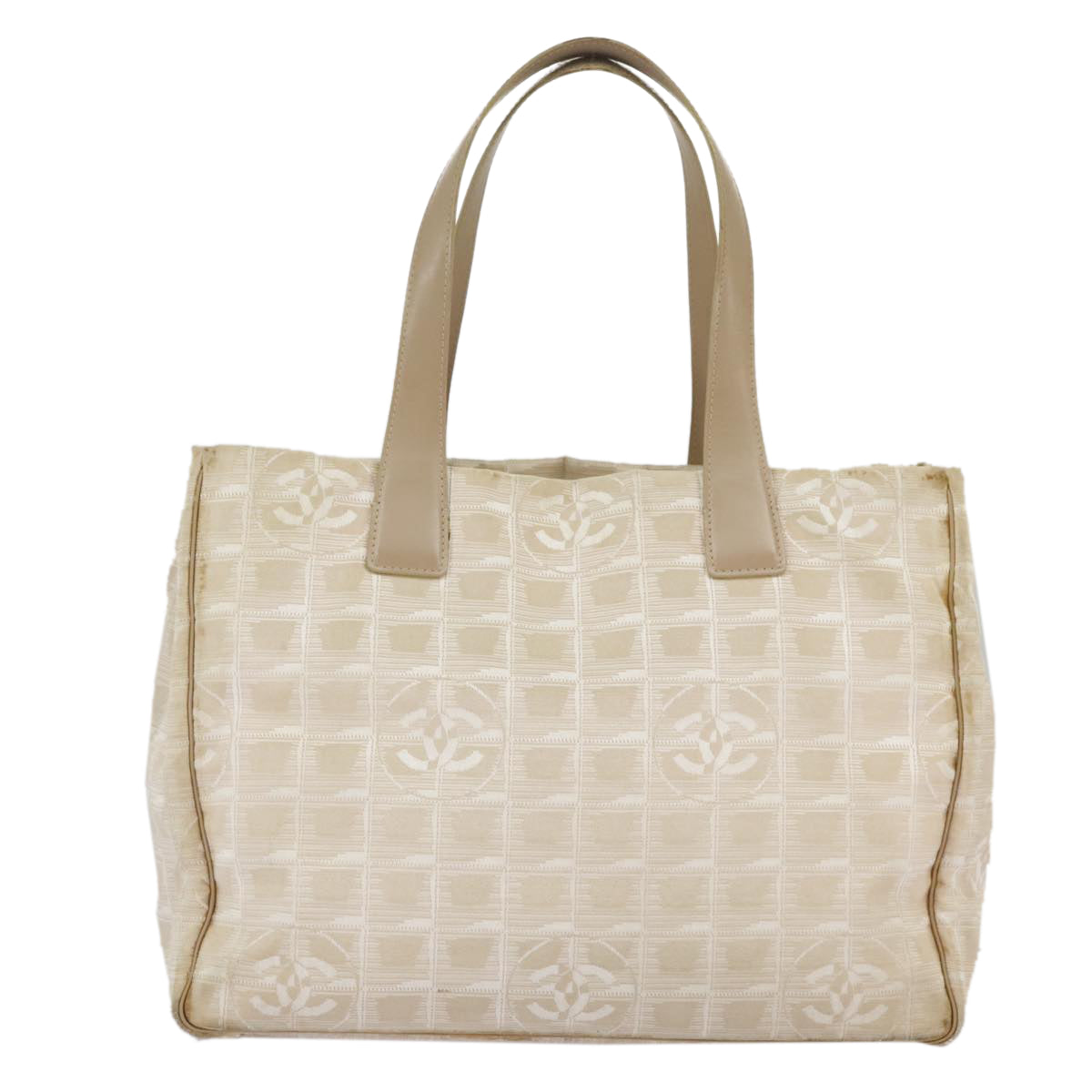 CHANEL New Travel line Tote Bag Nylon Beige Gold CC 97753