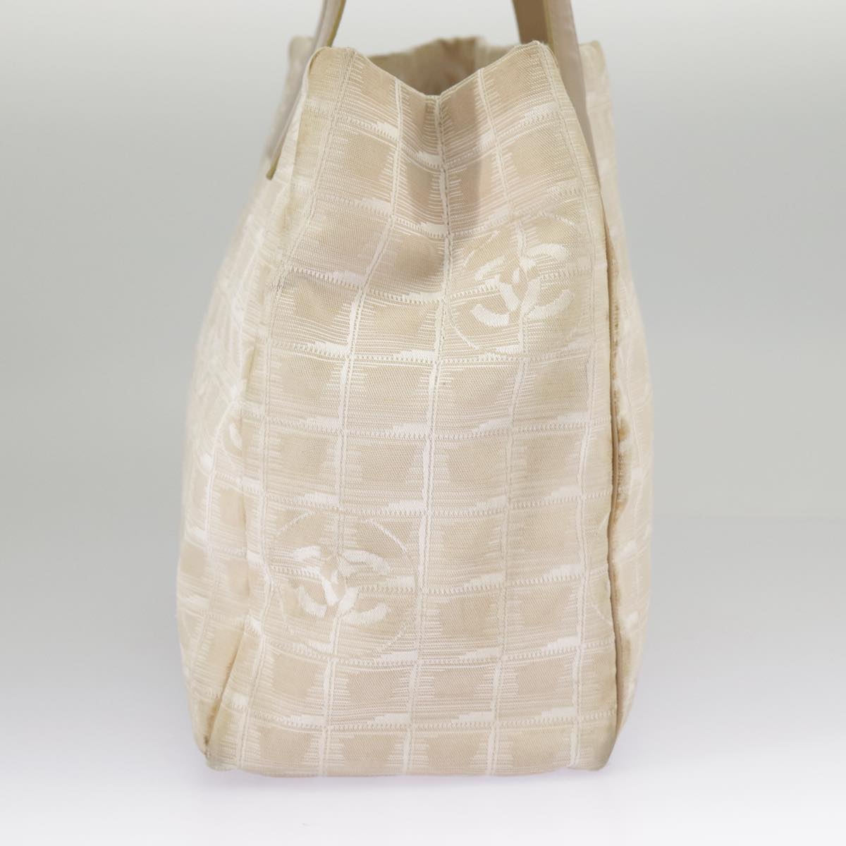CHANEL New Travel line Tote Bag Nylon Beige Gold CC 97753