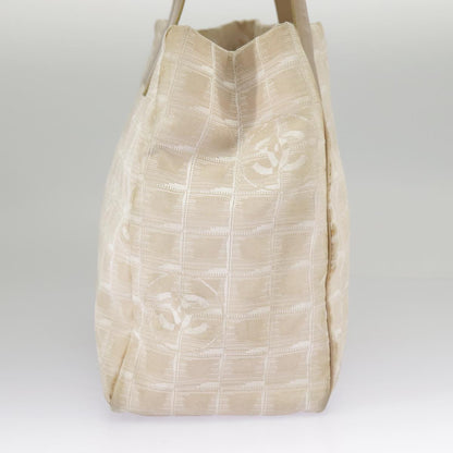 CHANEL New Travel line Tote Bag Nylon Beige Gold CC 97753