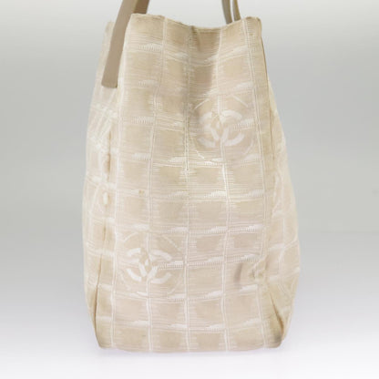 CHANEL New Travel line Tote Bag Nylon Beige Gold CC 97753