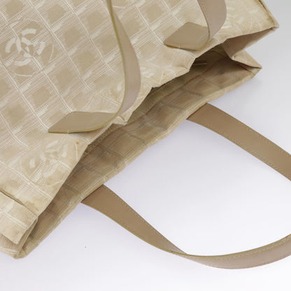 CHANEL New Travel line Tote Bag Nylon Beige Gold CC 97753