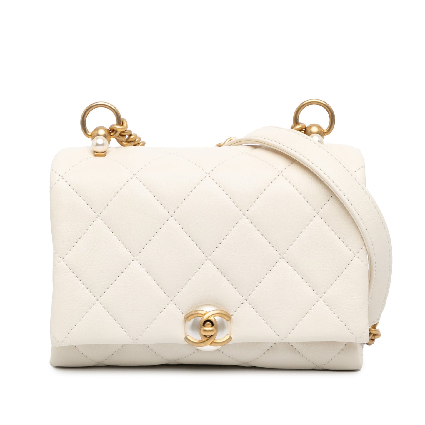 Chanel Sac Quilted Calfskin Pearl CC Accordion Flap